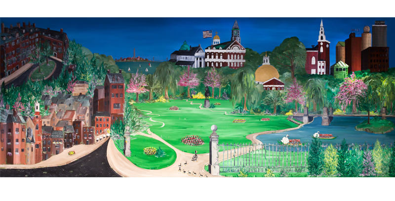 a mural of boston common